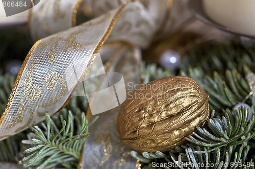 Image of Gold Walnut Advent decoration