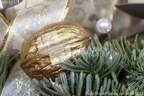 Image of Gold Walnut Advent decoration