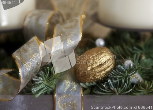 Image of Gold Walnut Advent decoration