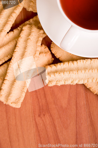 Image of cup of tea and some cookies