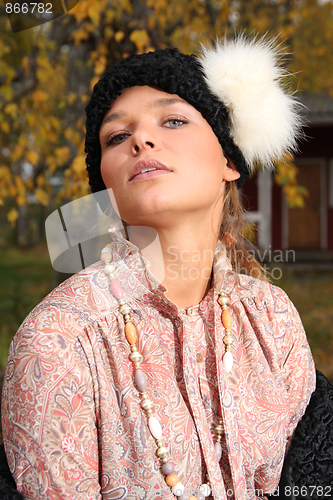 Image of Young woman in retro clothing