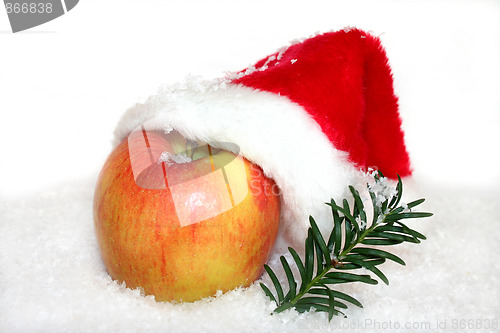 Image of Apple with Santa Hat