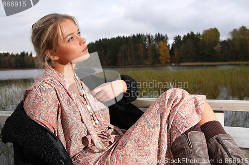 Image of Young woman in retro clothing