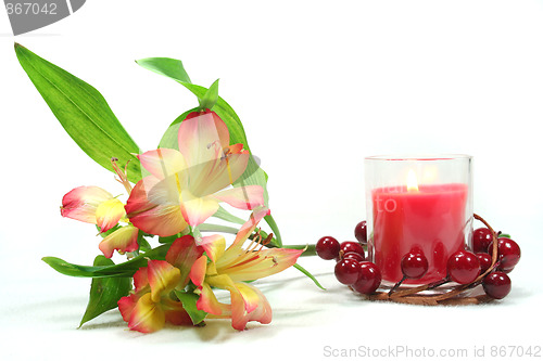 Image of Alstroemeria and candle