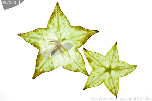 Image of Sliced Carambola Starfruit isolated on white