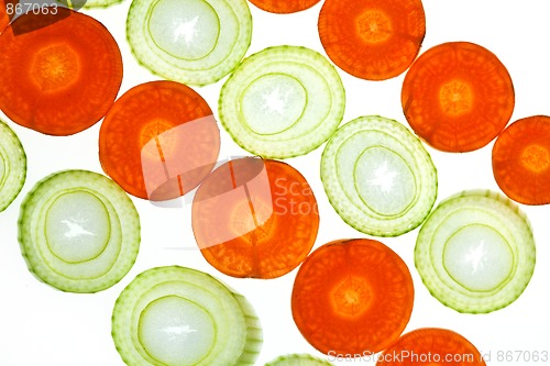 Image of Sliced Vegetables on white