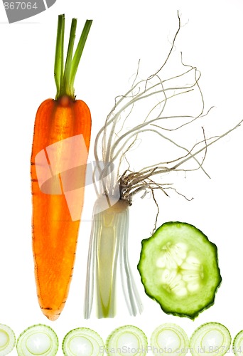 Image of Sliced Vegetables on white