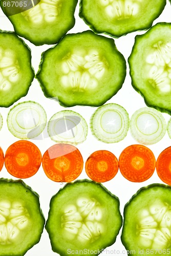 Image of Sliced Vegetables on white