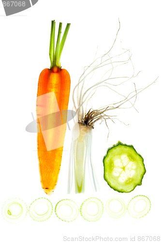 Image of Sliced Vegetables on white