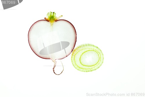 Image of Sliced Vegetables on white
