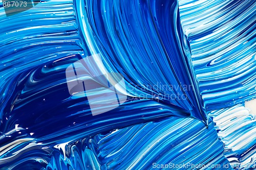 Image of Abstract Handpainted Background in Blue and White
