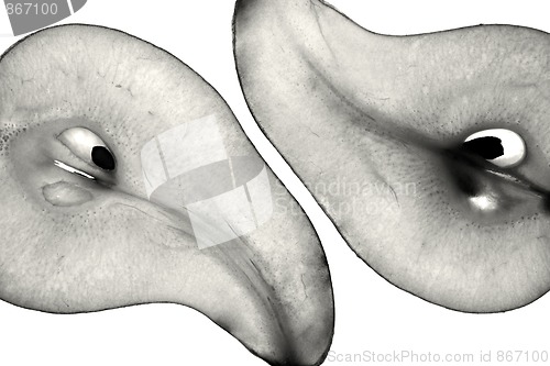 Image of Sliced Pear isolated on white