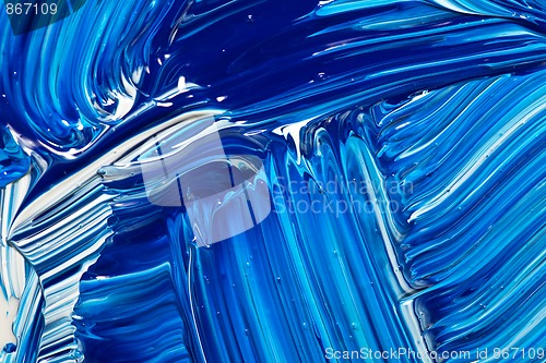 Image of Abstract Handpainted Background in Blue and White