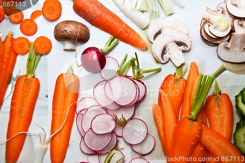 Image of Various Sliced Vegetables