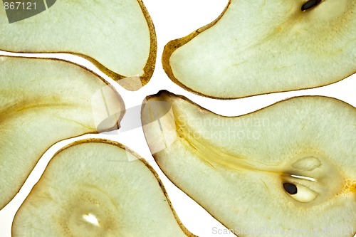 Image of Sliced Pear isolated on white