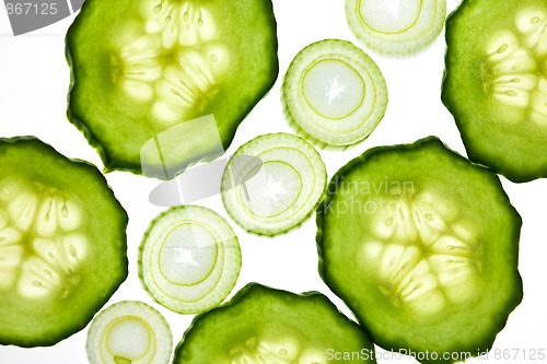 Image of Sliced Vegetables on white