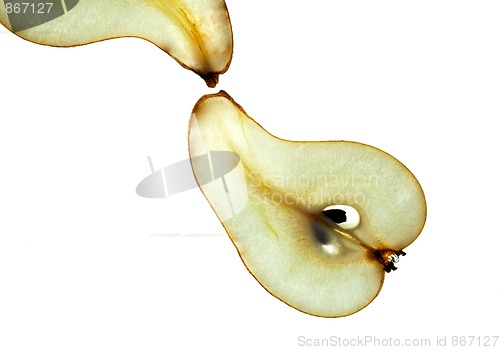 Image of Sliced Pear isolated on white