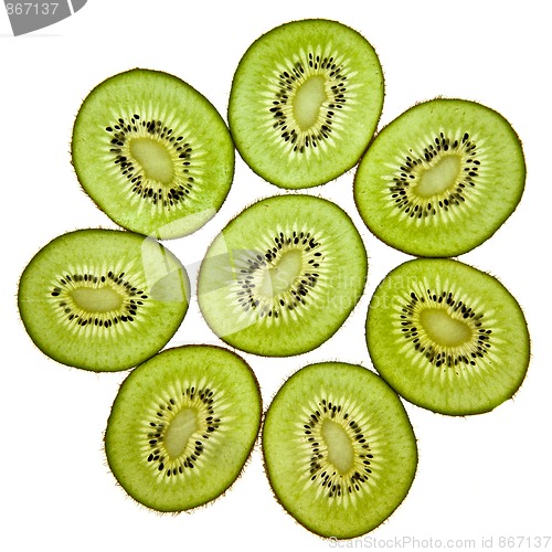 Image of Sliced Kiwifruit isolated on white