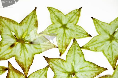 Image of Sliced Carambola Starfruit isolated on white