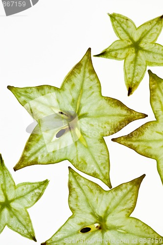 Image of Sliced Carambola Starfruit isolated on white