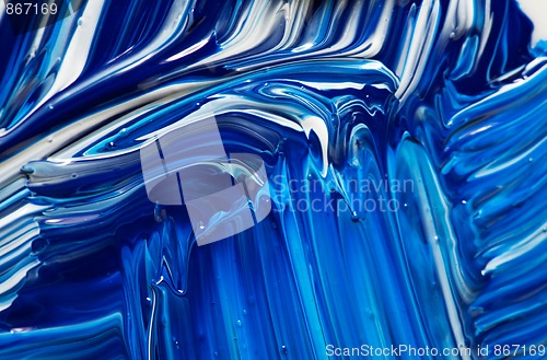 Image of Abstract Handpainted Background in Blue and White