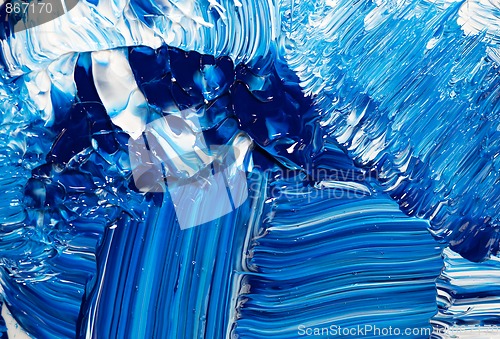 Image of Abstract Handpainted Background in Blue and White