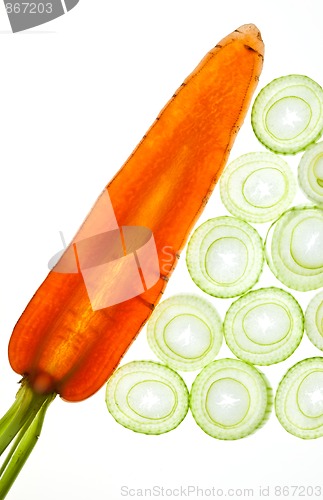 Image of Sliced Vegetables on white