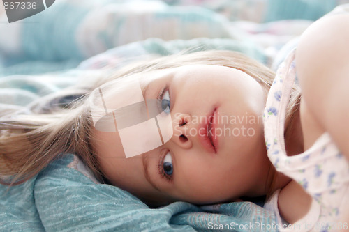 Image of Beautiful little girl in the morning