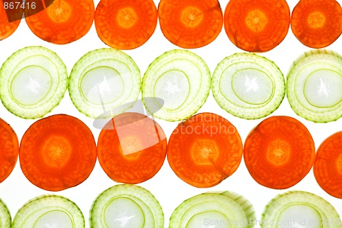Image of Sliced Vegetables on white