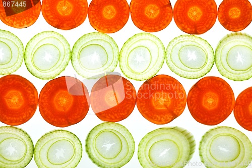 Image of Sliced Vegetables on white