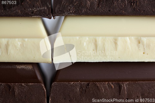 Image of Black, Brown and White Chocolate