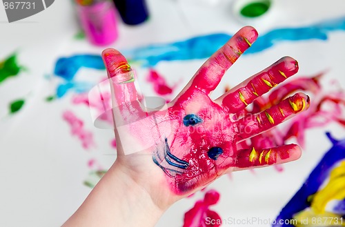 Image of Little Children Hands doing Fingerpainting