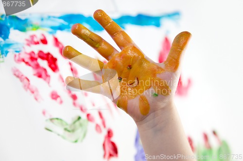 Image of Little Children Hands doing Fingerpainting