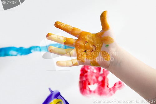 Image of Little Children Hands doing Fingerpainting