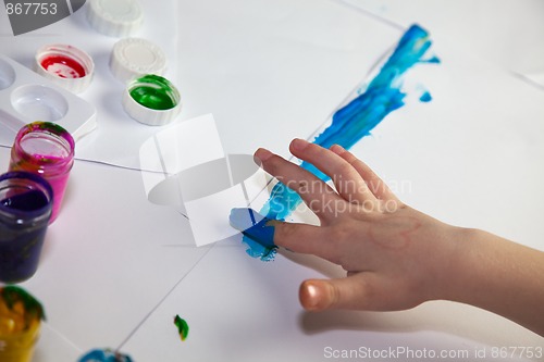 Image of Little Children Hands doing Fingerpainting