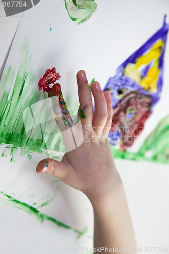 Image of Little Children Hands doing Fingerpainting