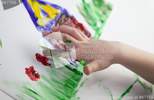 Image of Little Children Hands doing Fingerpainting