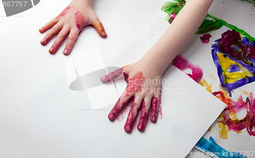 Image of Little Children Hands doing Fingerpainting