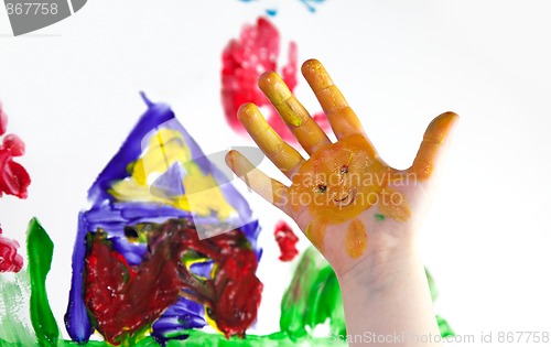 Image of Little Children Hands doing Fingerpainting