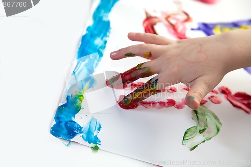 Image of Little Children Hands doing Fingerpainting