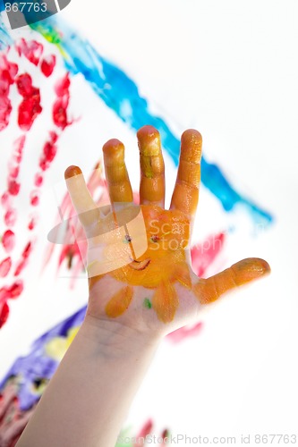 Image of Little Children Hands doing Fingerpainting