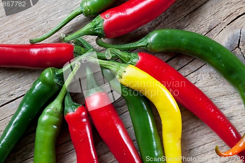 Image of Red, Yellow and Green Chili Pepper
