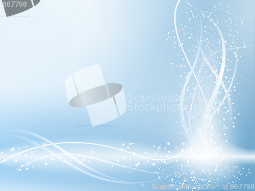 Image of Blue Beautiful Pastel Background with stars and swirls. 