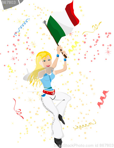 Image of Italy Soccer Fan with flag. 