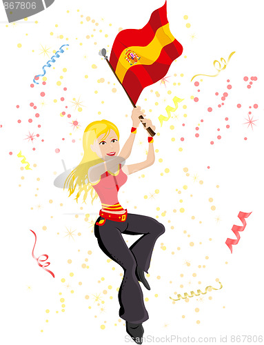 Image of Spain Soccer Fan with flag.