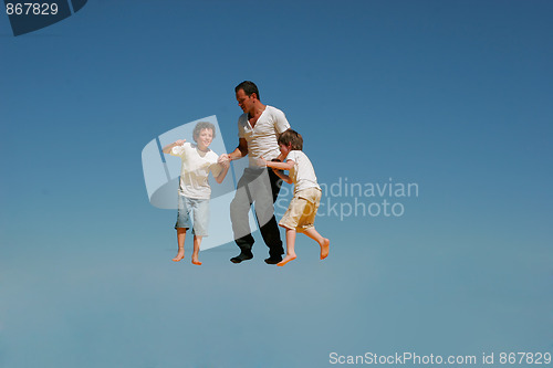 Image of Father to play with two children