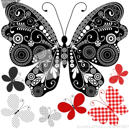 Image of Set abstract vintage butterflies