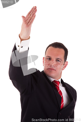 Image of businessman waving