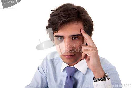 Image of Portrait of a young  businessman thinking