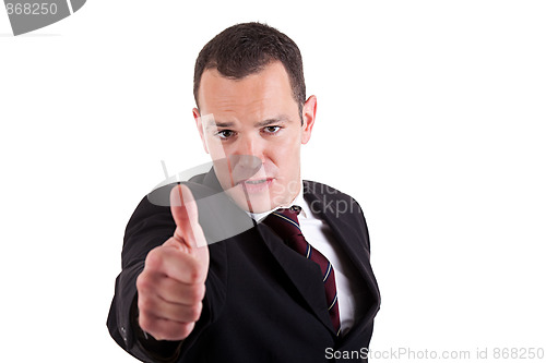 Image of businessman giving consent, with thumb up